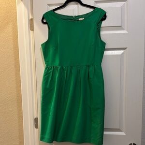 J. Crew Green Sleeveless A-Line Midi Dress with pockets